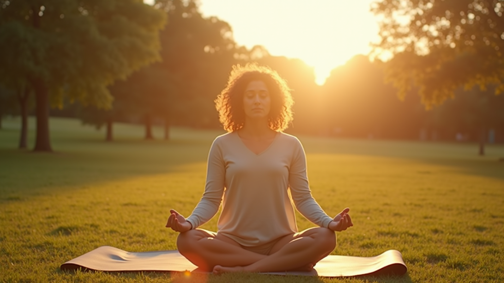 High angle view of a person practicing yoga outdoors in sunlight