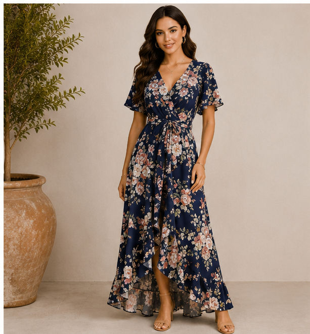 Thumbnail: Floral Wrap Maxi Dress