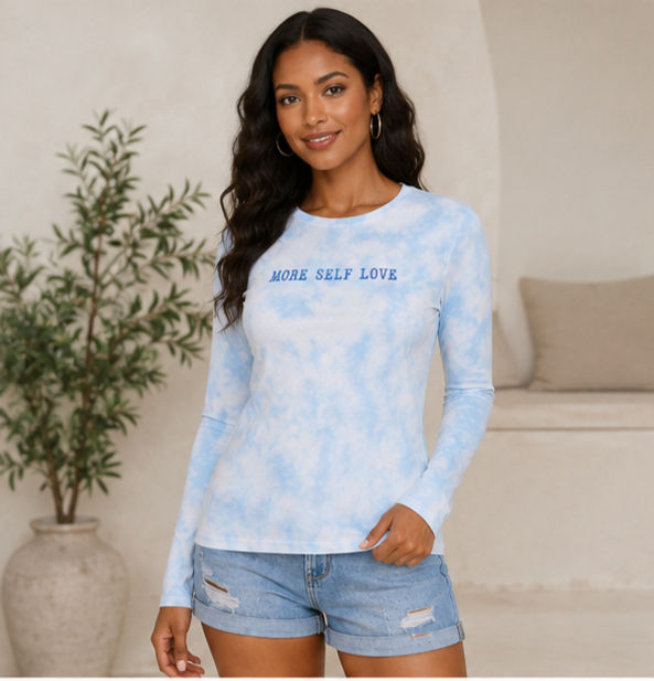 Thumbnail: Blue Tie Dye Long Sleeve Top