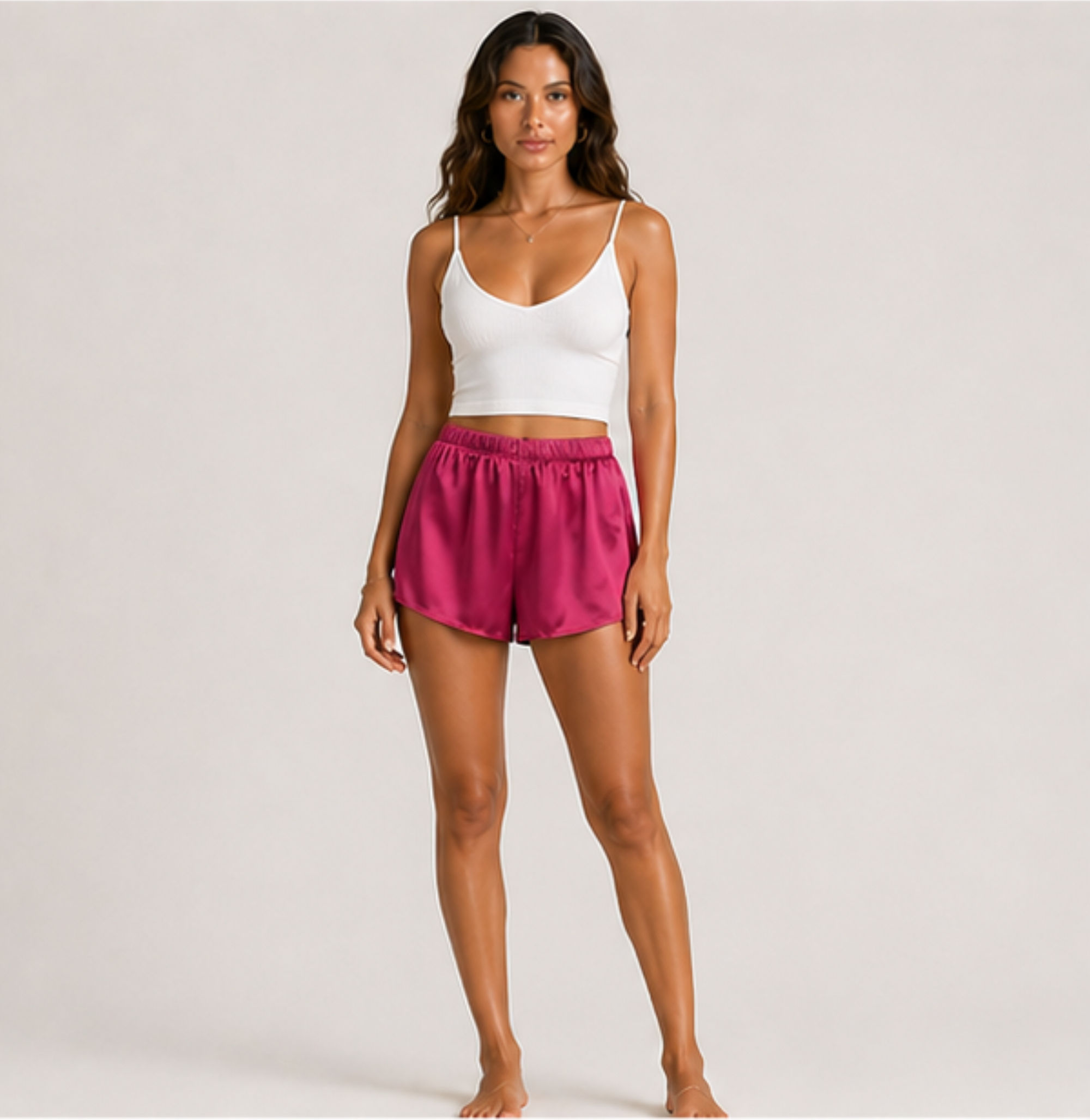 Satin Fuchsia Lounge Shorts