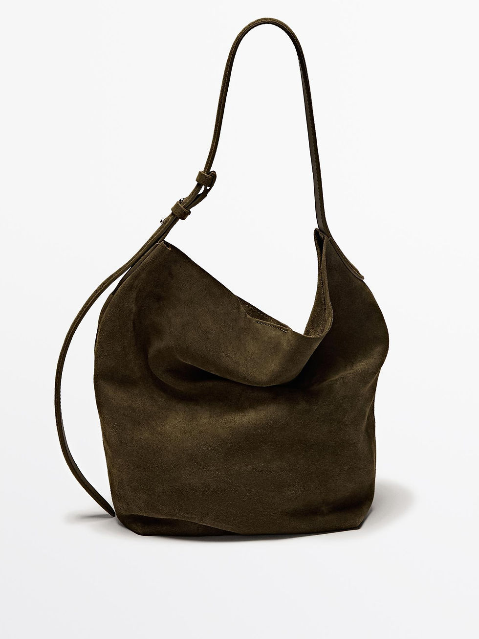 MASSIMO DUTTI - SPLIT SUEDE LEATHER BUCKET BAG