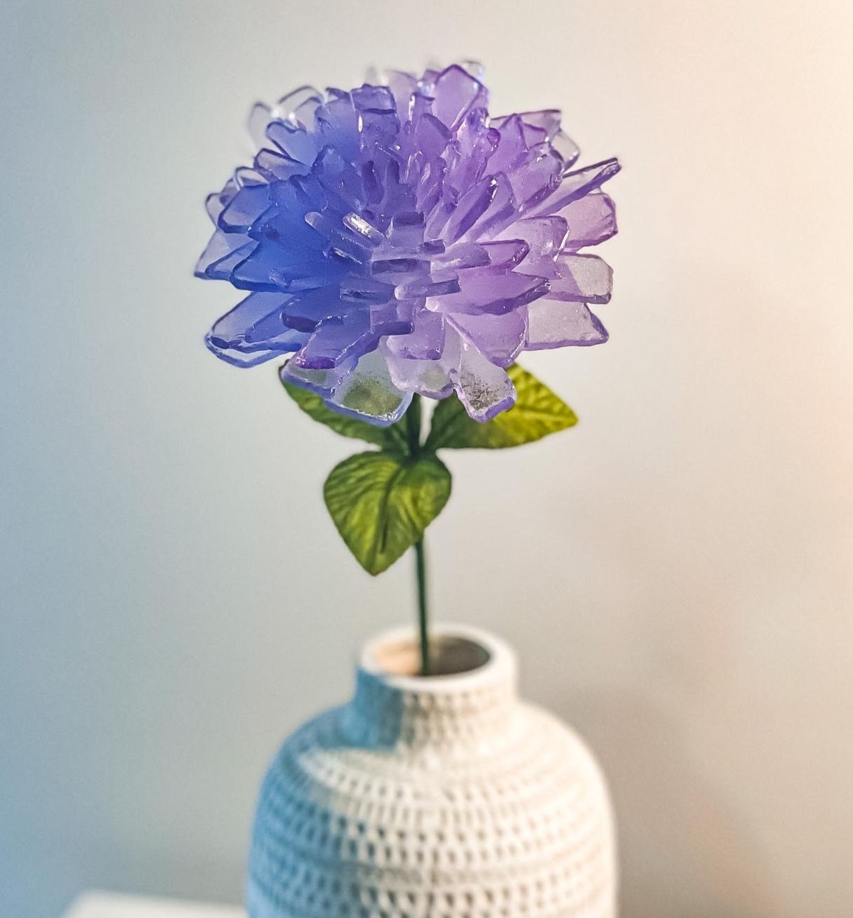 Purple SeaGlass Seashell Flower
