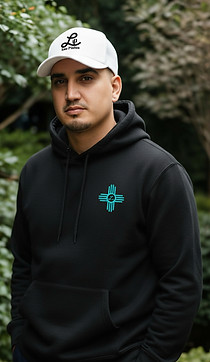 Black Hoodie Zia Logo / White Hat