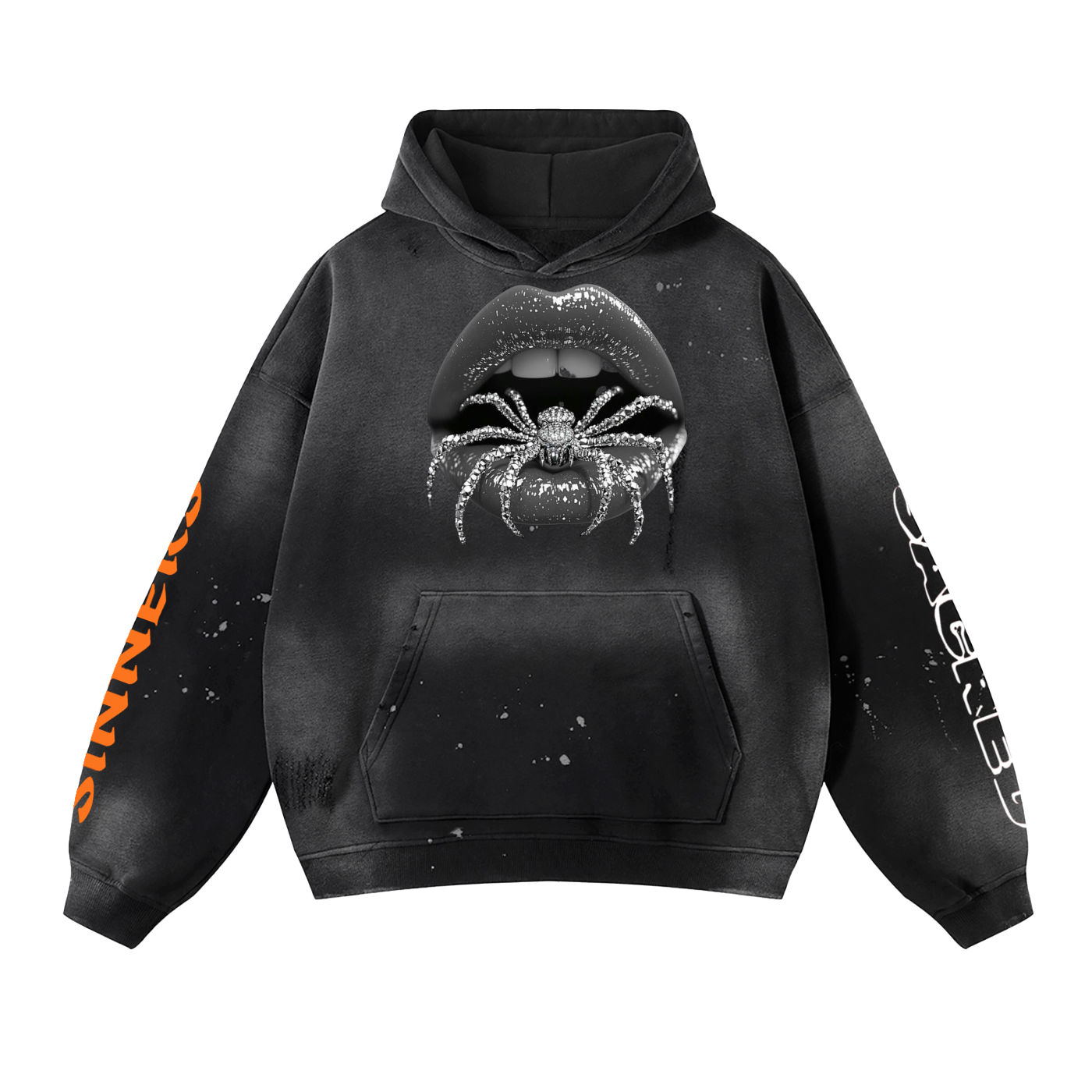 Vintage Washed Frayed Fleece Hoodie