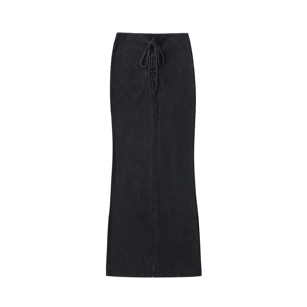 Thumbnail: Dyed Washed Drawstring Maxi Skirt