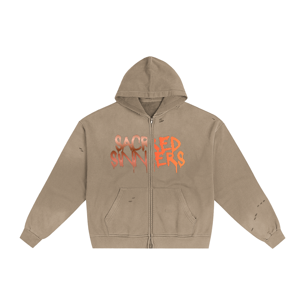 Thumbnail: Hand-Frayed Sunfade Zip Hoodie