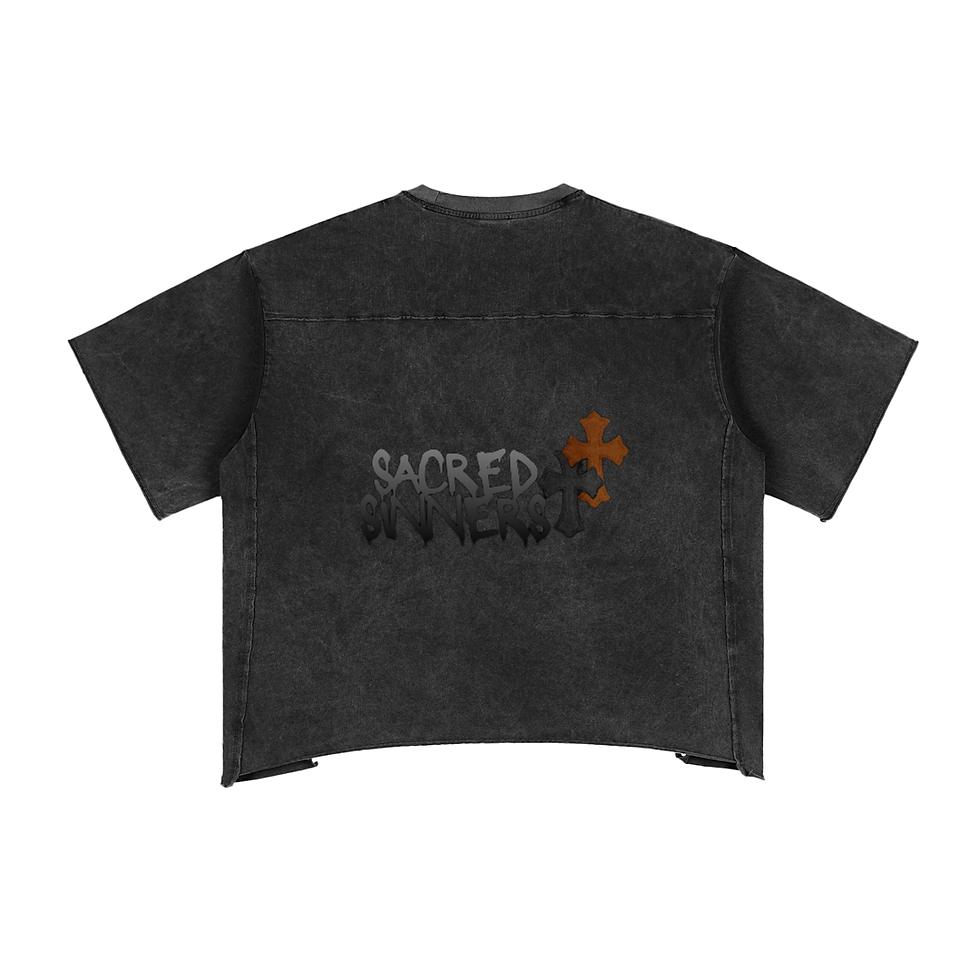Thumbnail: Raw Edge Snow Washed Boxy T-Shirt