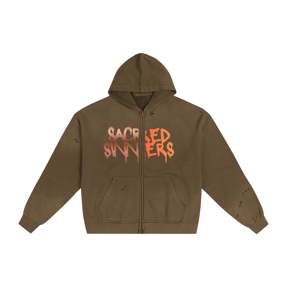 Thumbnail: Hand-Frayed Sunfade Zip Hoodie