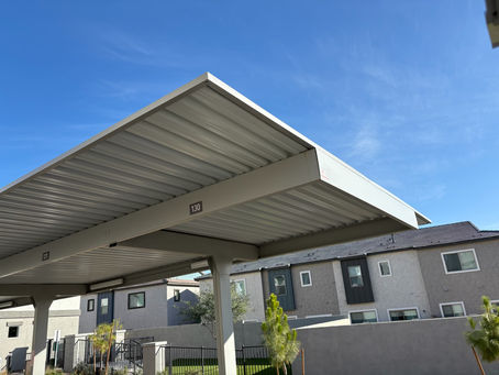 Commercial carport restoration and metal repair in Phoenix, AZ.