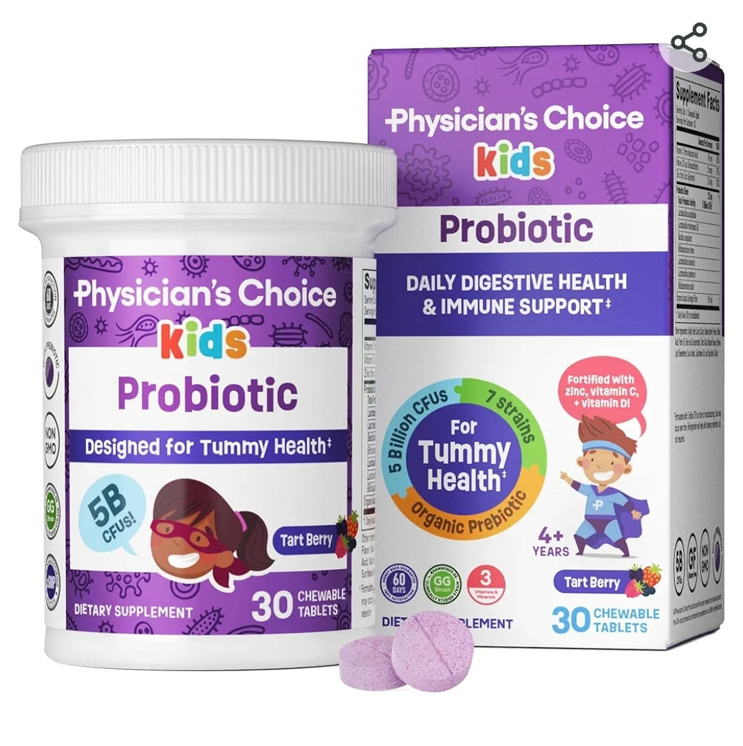Physician's CHOICE Probiotics for Kids - 7 Diverse Strains, Organic Prebiotics,