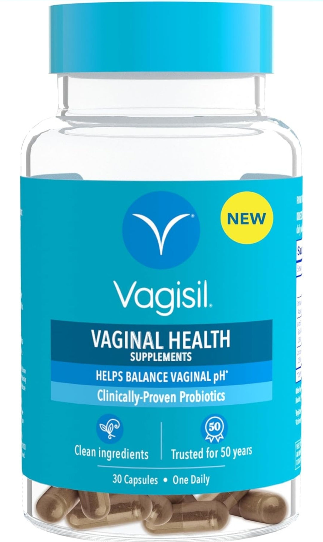 Vagisil Vaginal Health Supplements, Clinically-Proven Probiotics 30 counts