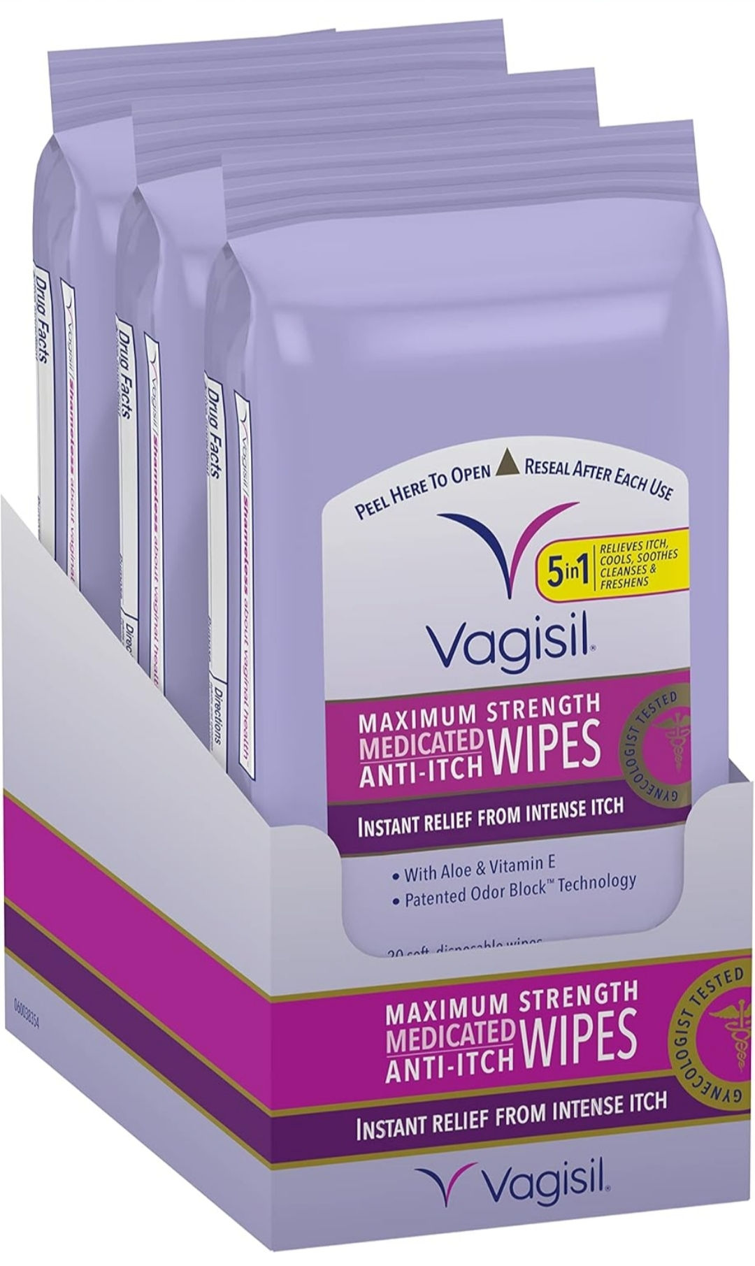 Vagisil Wipes, Anti-Itch Medicated Feminine Vaginal Wipes, Maximum Strength,