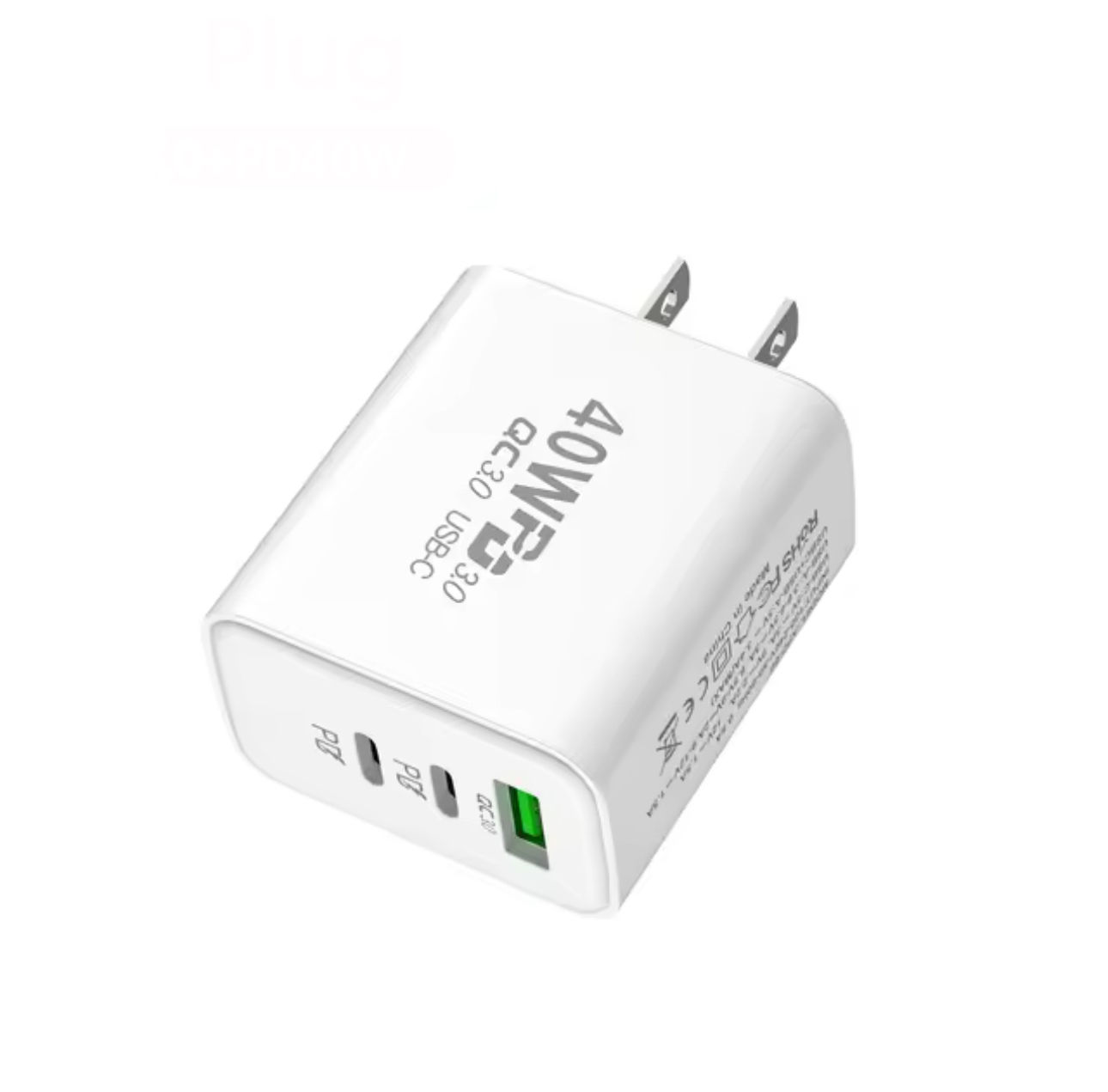 מטען אמריקאי 40W עם 3 יציאות : USB ו2 USB-C