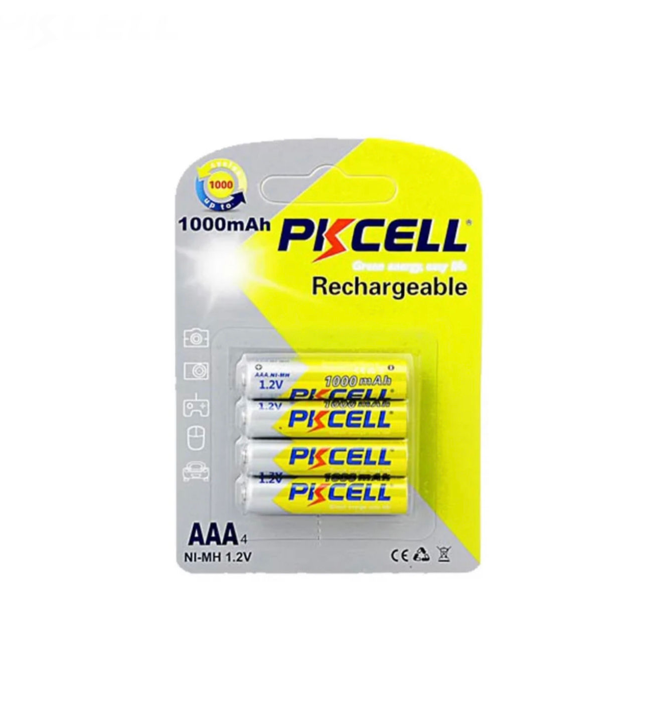 4 סוללות AAA נטענות Pkcell