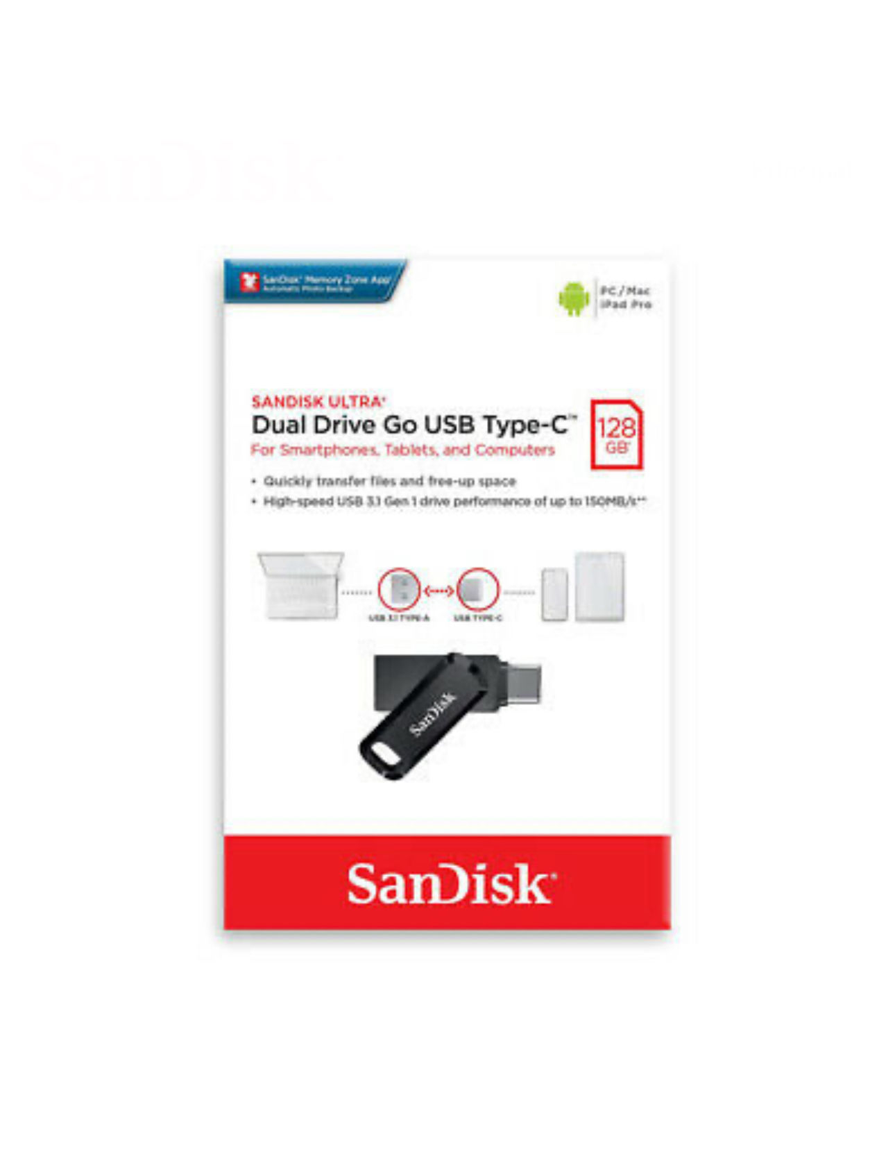 SANDISK Dual Drive Go USB TYPE-C 128GB דיסק און קי