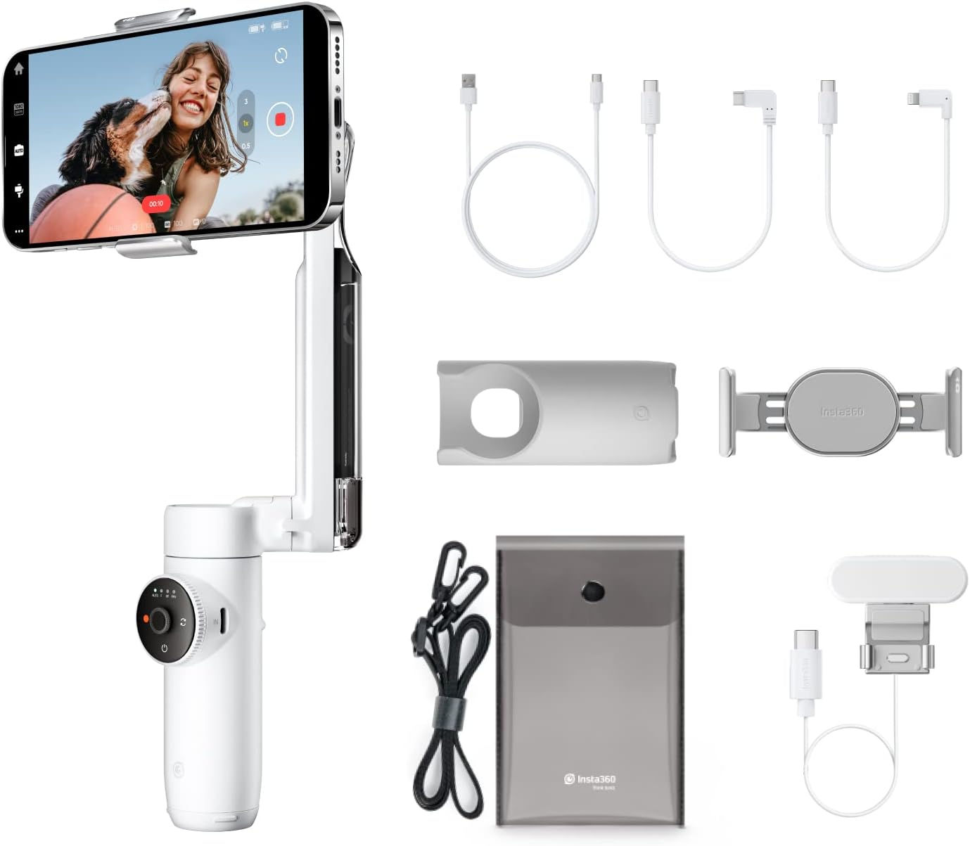 Kit INSTA360 Flow Smartphone Gimbal Stabilizer בצבע לבן