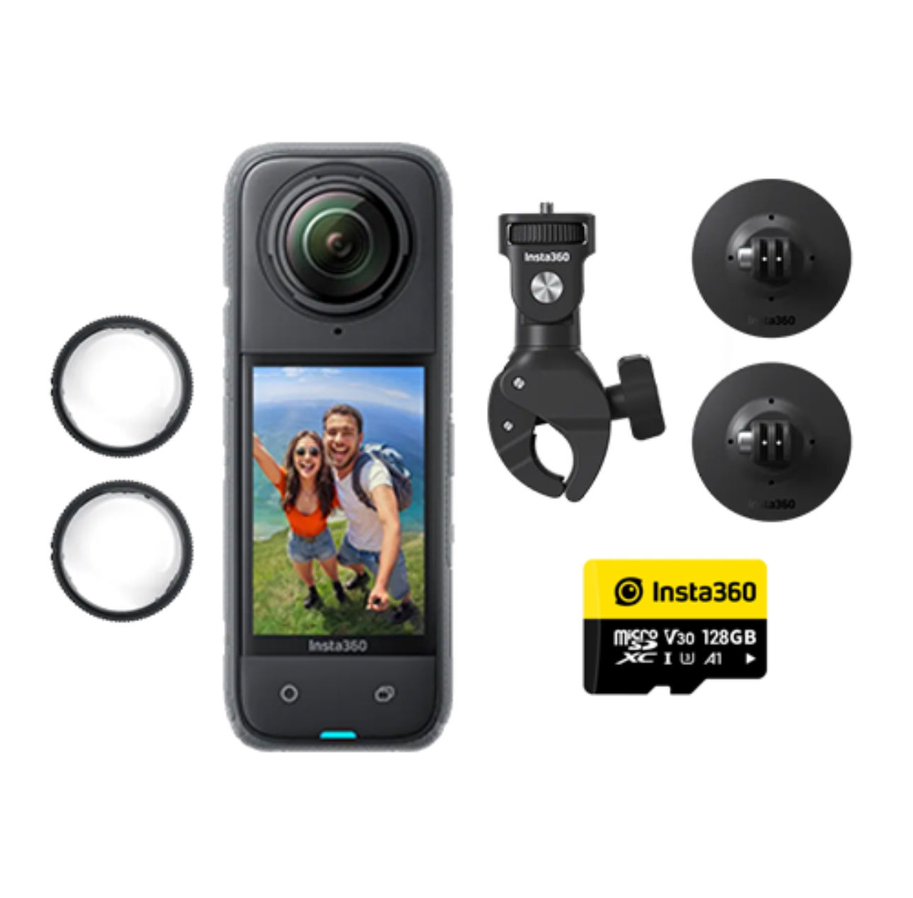 Kit INSTA360 X4 360° 8K Camera ואביזרים לאופנוע