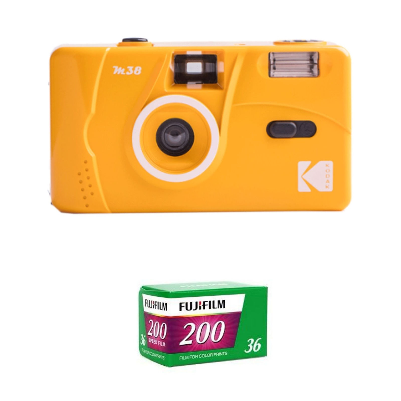 מארז: מצלמה פילים KODAK M38 Power Flash בצבע צהוב עם פילים 36 תמונות Iso200