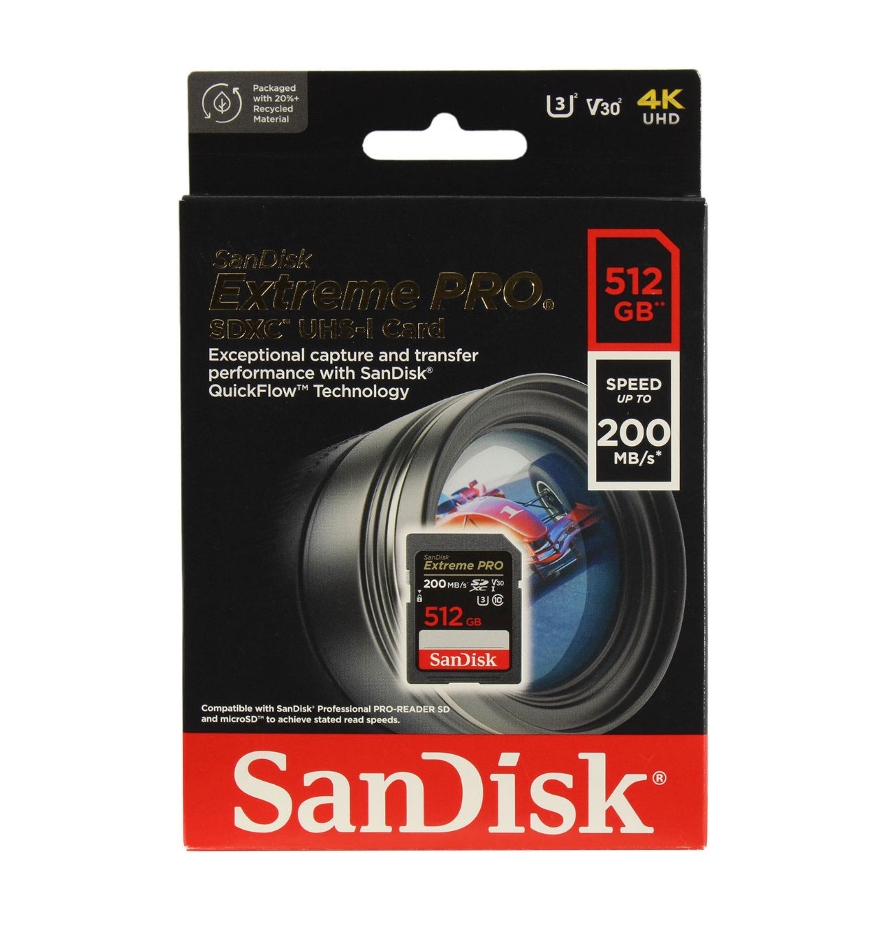 כרטיס זיכרון SANDISK Extreme PRO 200MB/s 4K SD 512GB