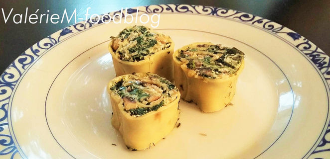 Rotolo di pasta aux épinards et champignons