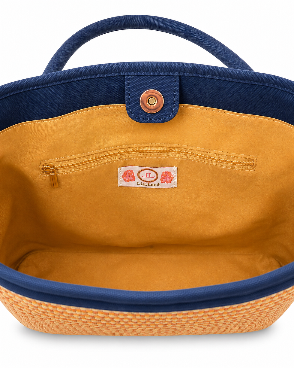 Thumbnail: Lisi Lerch Raffia Tote Bag in Navy