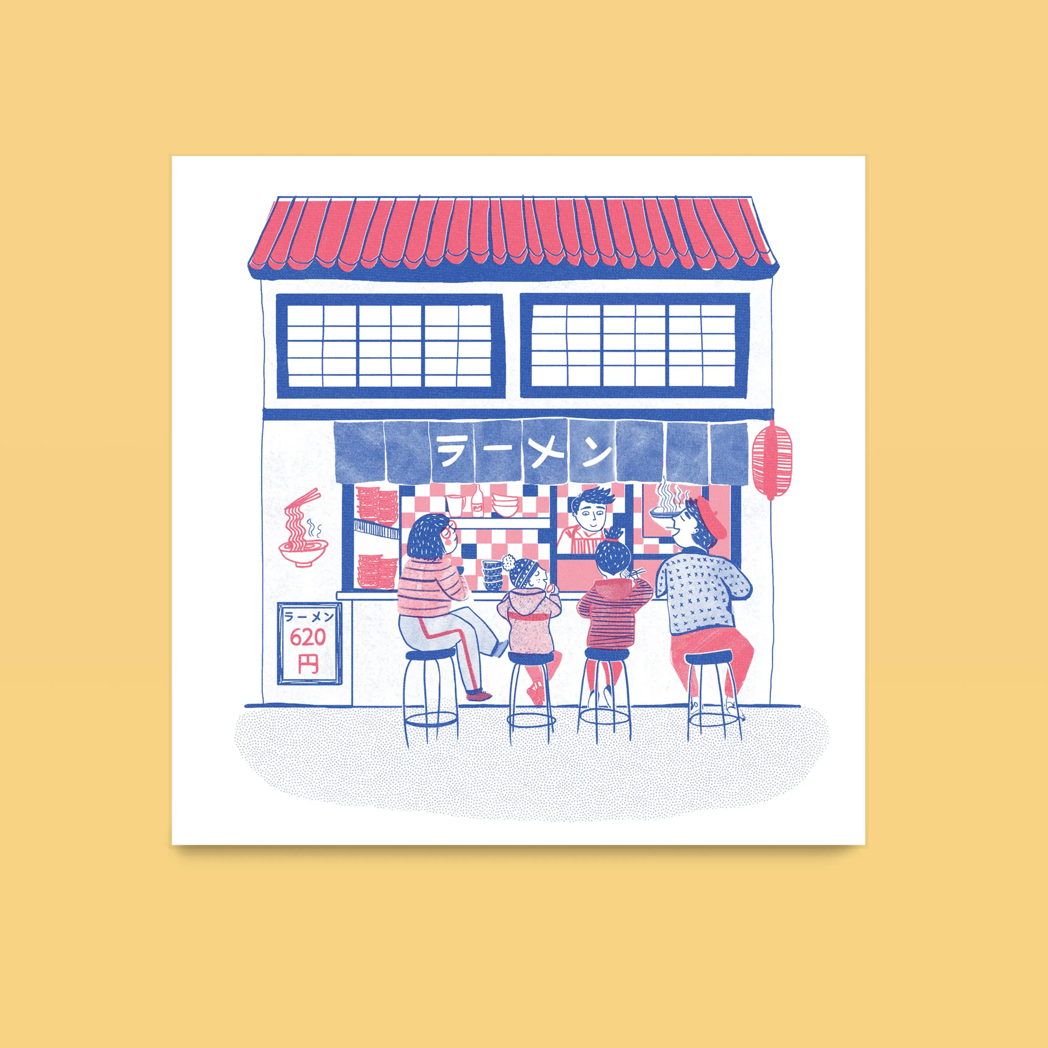 Ramen Bar Square Risograph