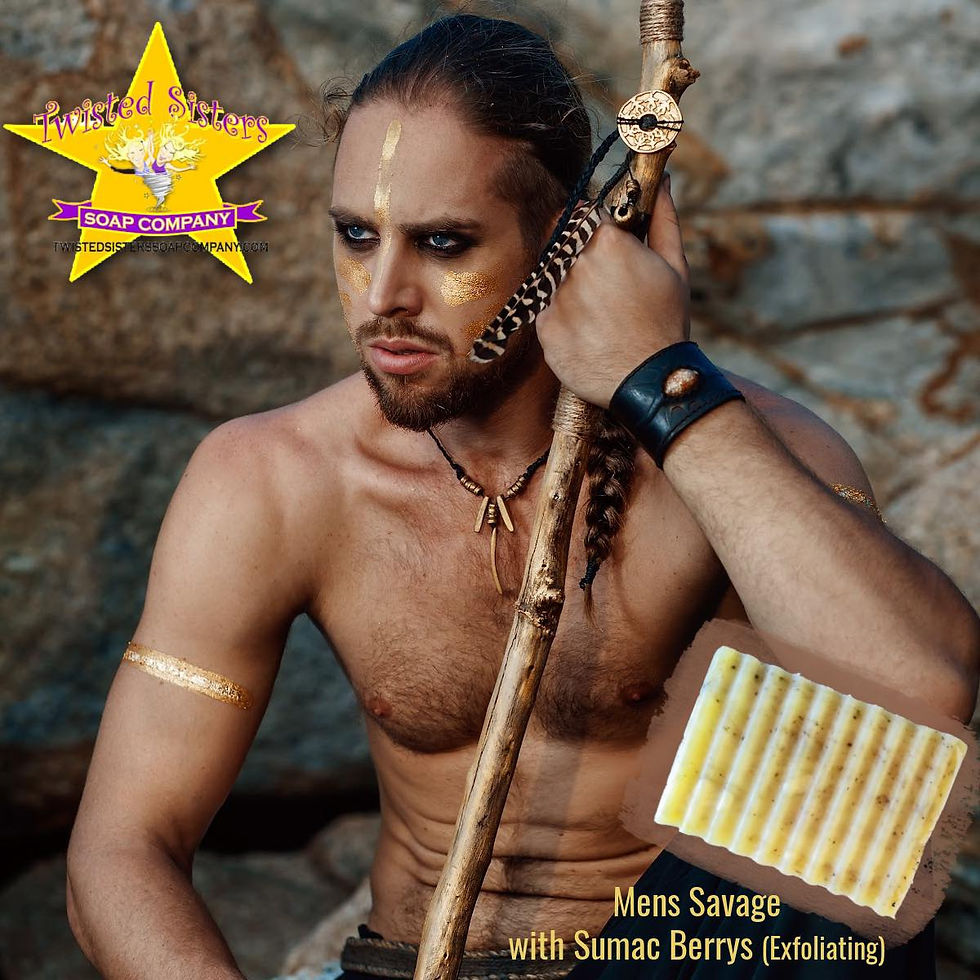 SUMAC, BERRIES, TAN, MEN, SAVAGE, SHEA BUTTER, SOAP, WASH