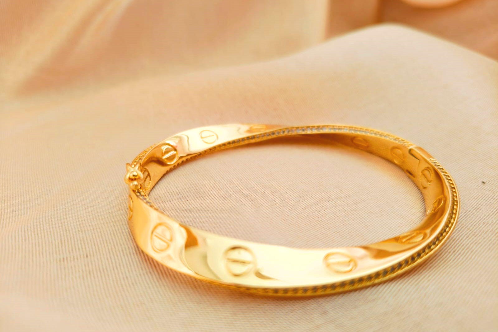 Revathi Screw Wave CZ Adjustable Bracelet!!