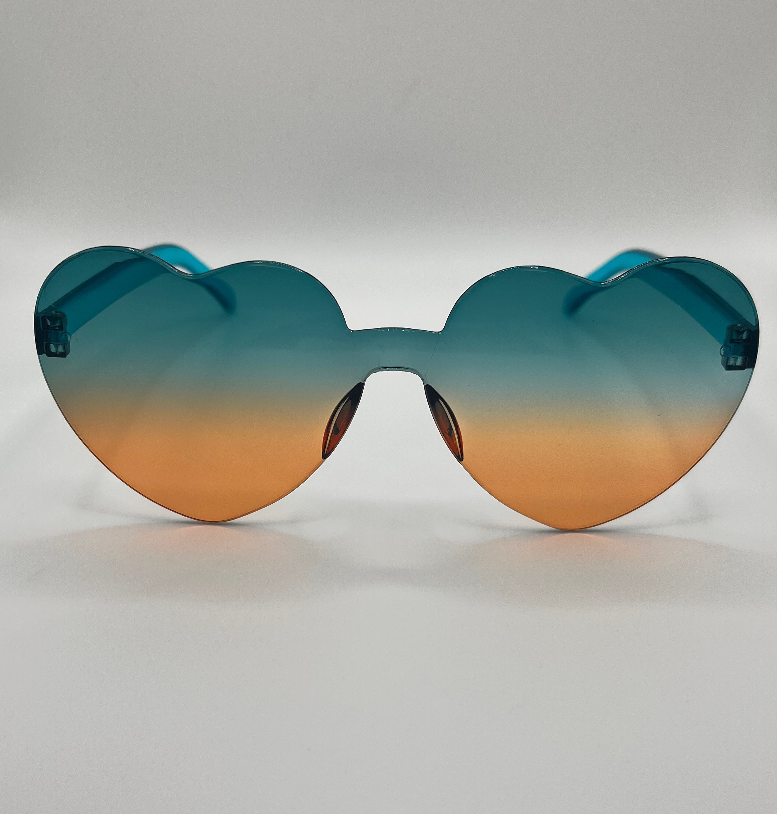 Teal & Orange Ombre Heart Sunglasses 