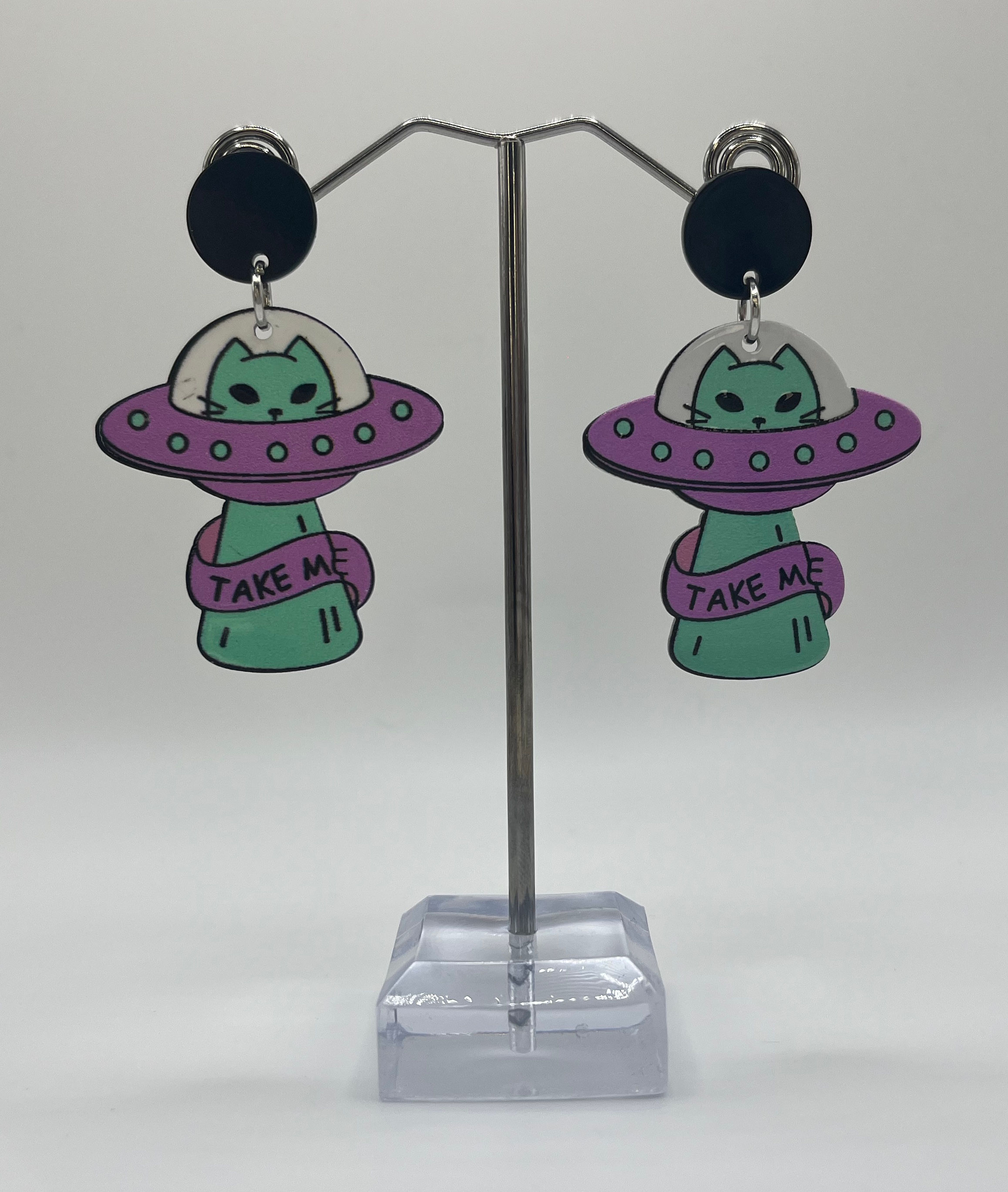 Cat Abducted Take Me Earrings