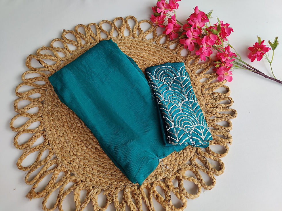 Thumbnail: SR0075.Space Silk Saree with Bead Work Blouse