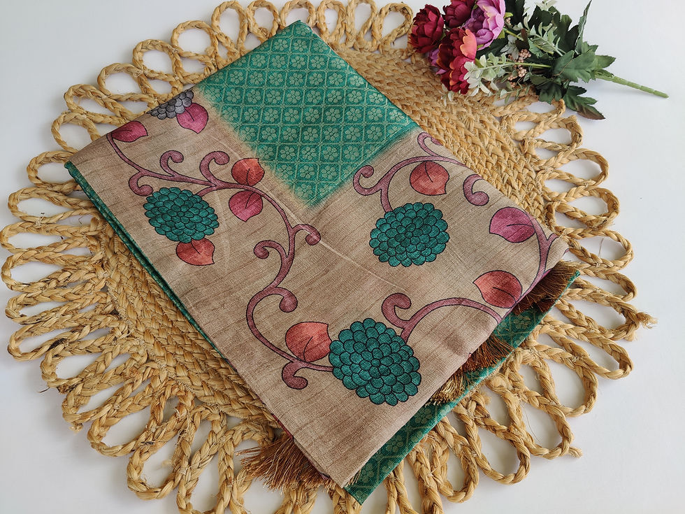 Thumbnail: SR0443.Pure Tussar Saree with Kalamkari Pallu