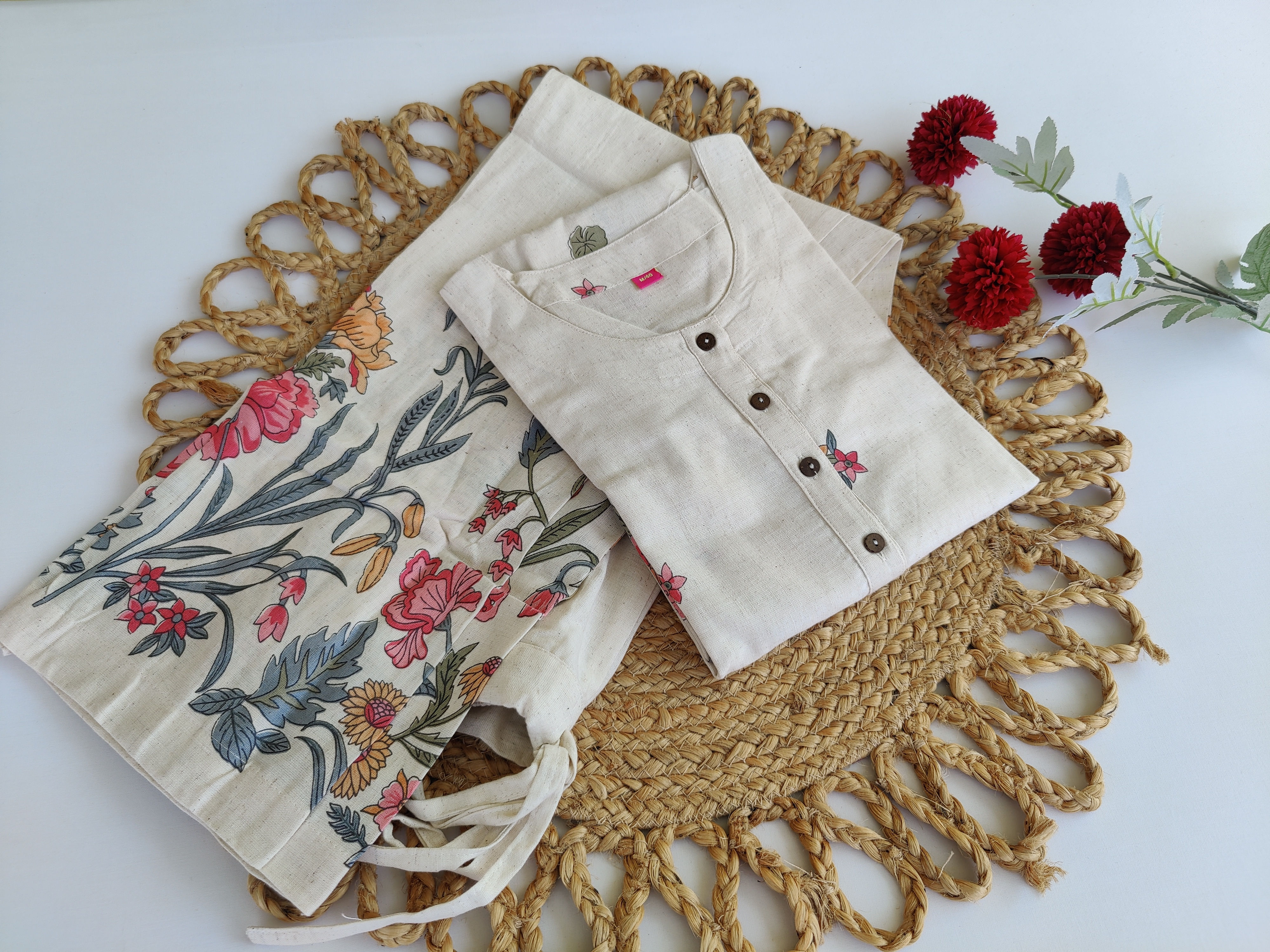 KU1018.Pure Khadi Cotton Kurta Set