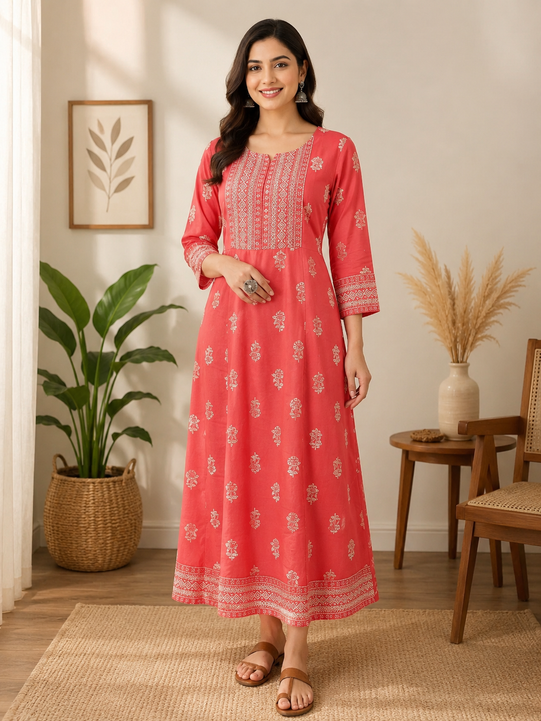 KU1587.Pure Cotton A-line frock
