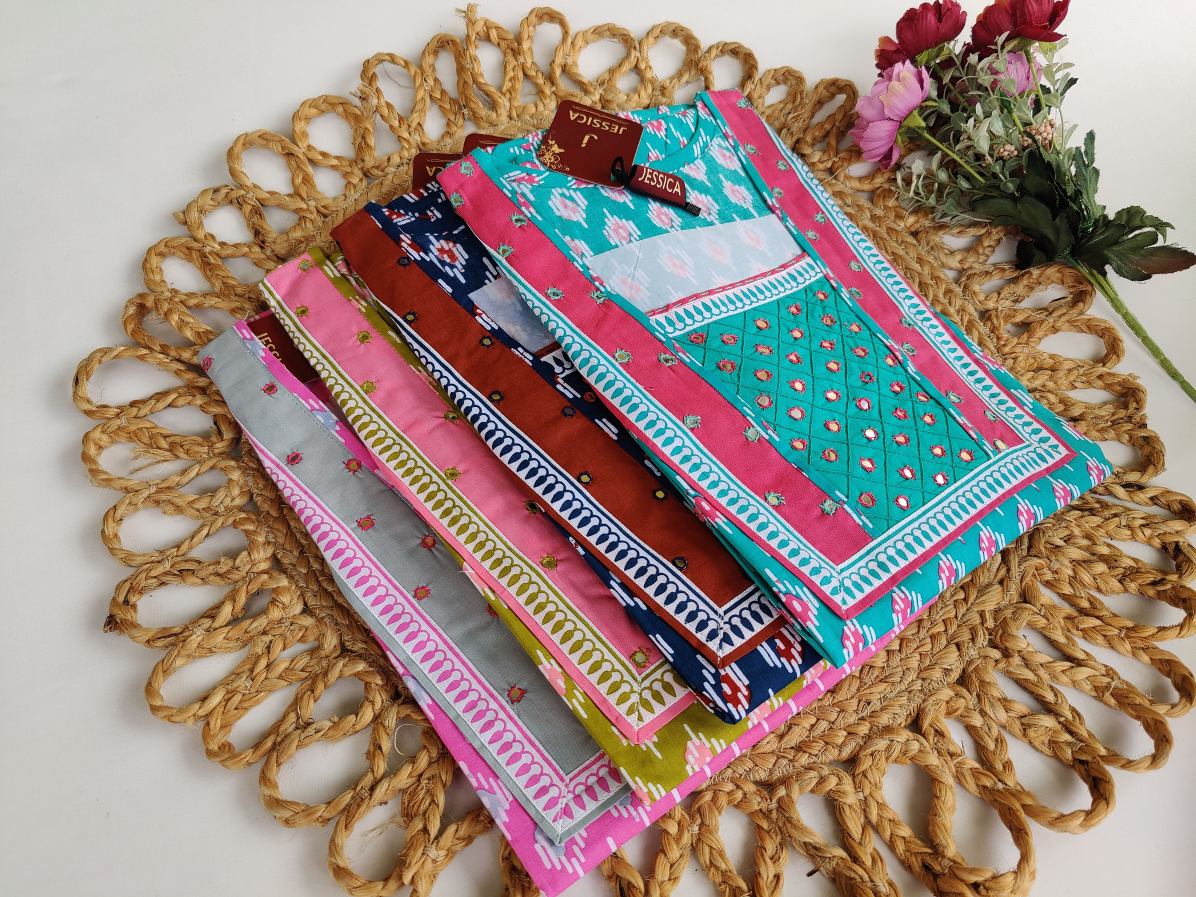 JE0449.Pure Cotton Nighty with mirror work