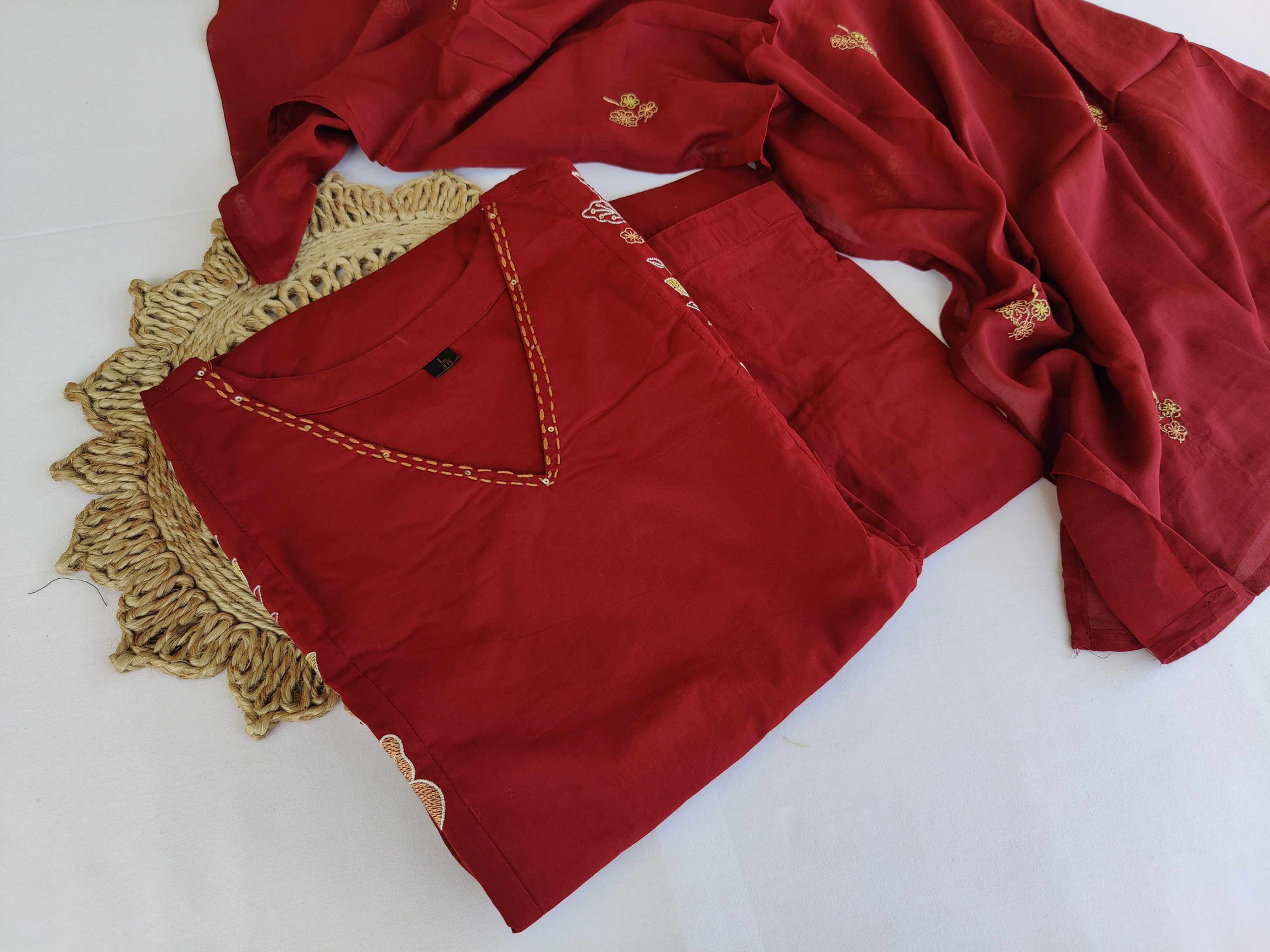 KU1393.Embroidered Pure Cotton Kurta set