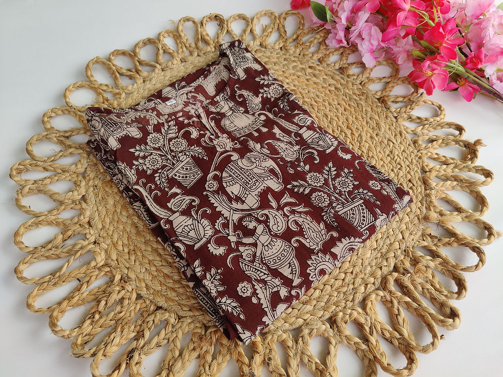 KU954.New Collection Pure Kalamkari Frock with Bottom Frill