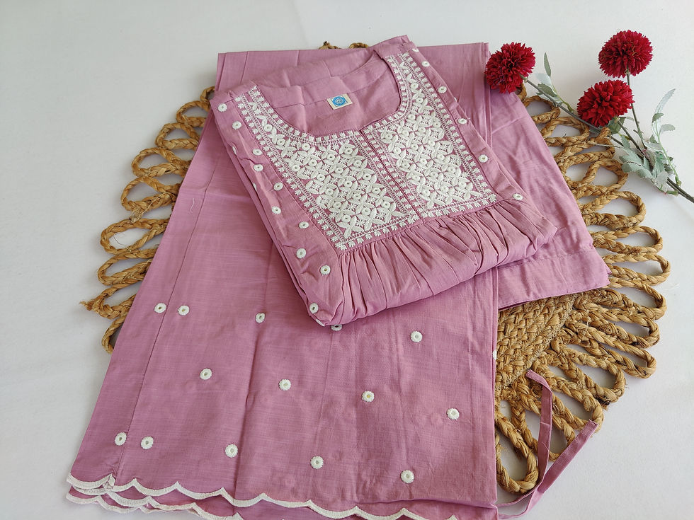 Thumbnail: KU1654.Pure Cotton A-line Frock set with Palazzo pant