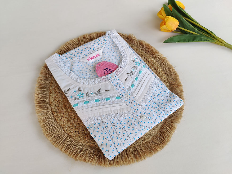 Thumbnail: SH0064.Cotton Crush Embroidery Nighty with pocket