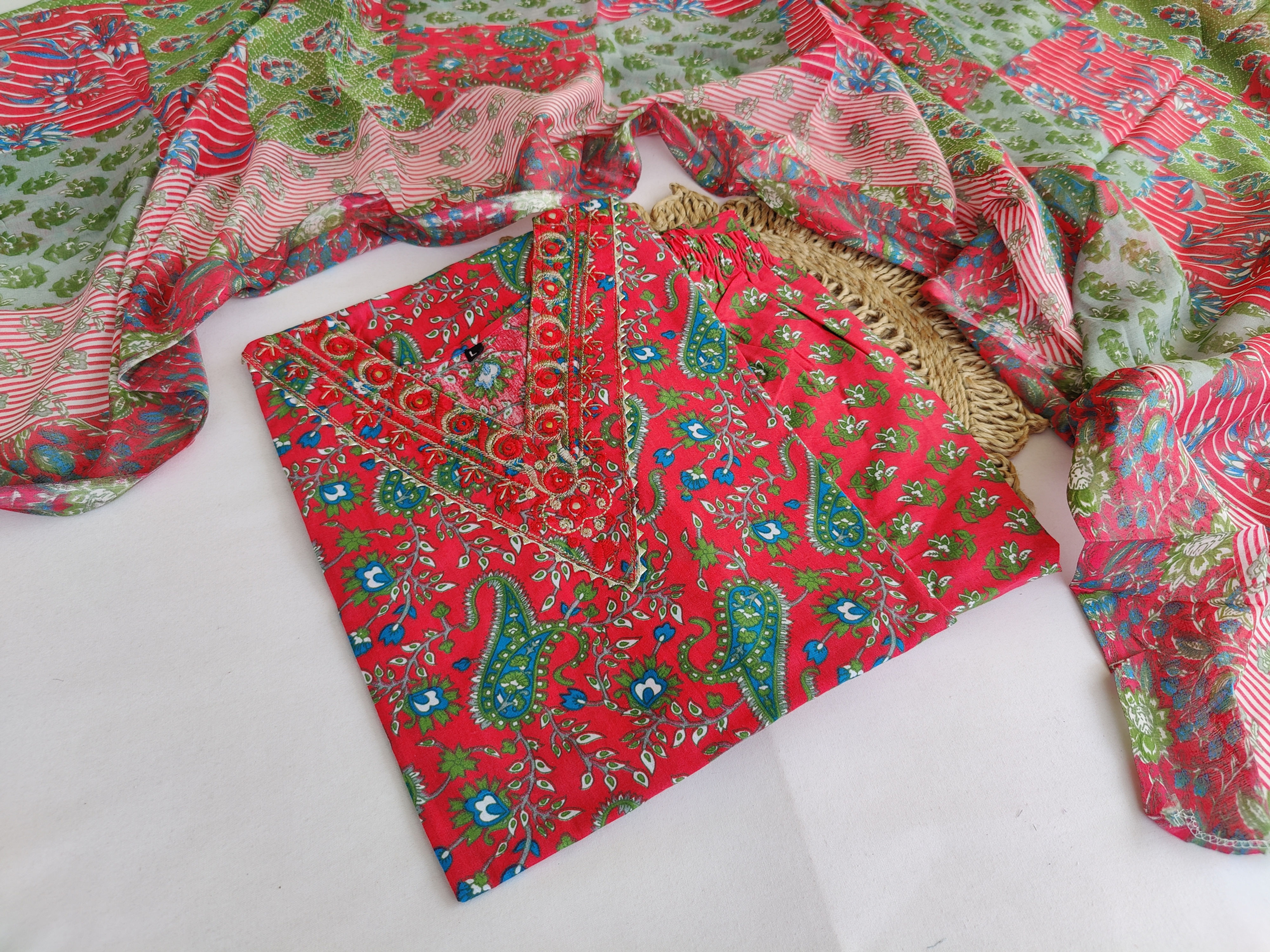 KU1529.Budget Friendly - Pure Cotton side cut kurta set