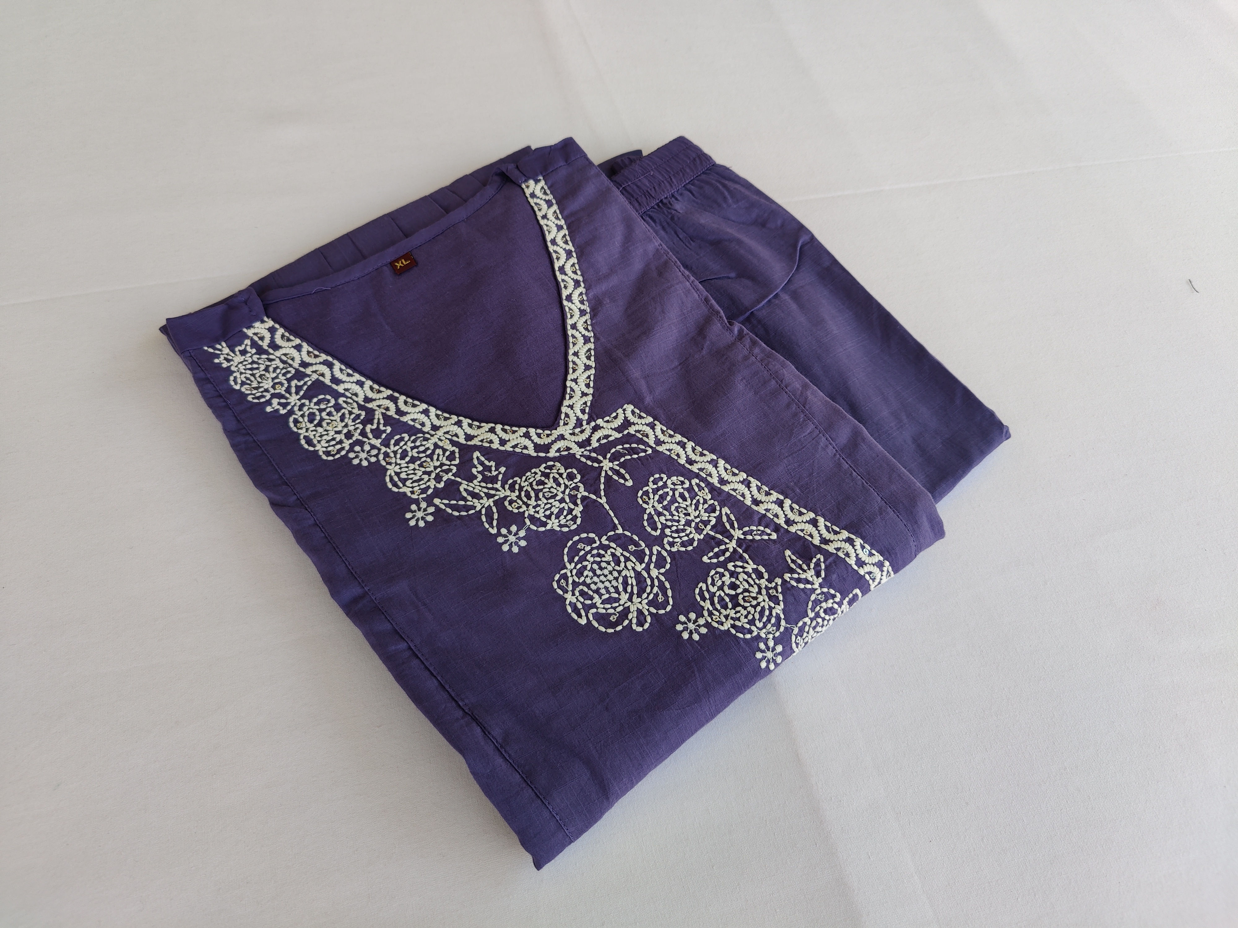 KU1387.Pure Cotton Embroidered Co-Ord set