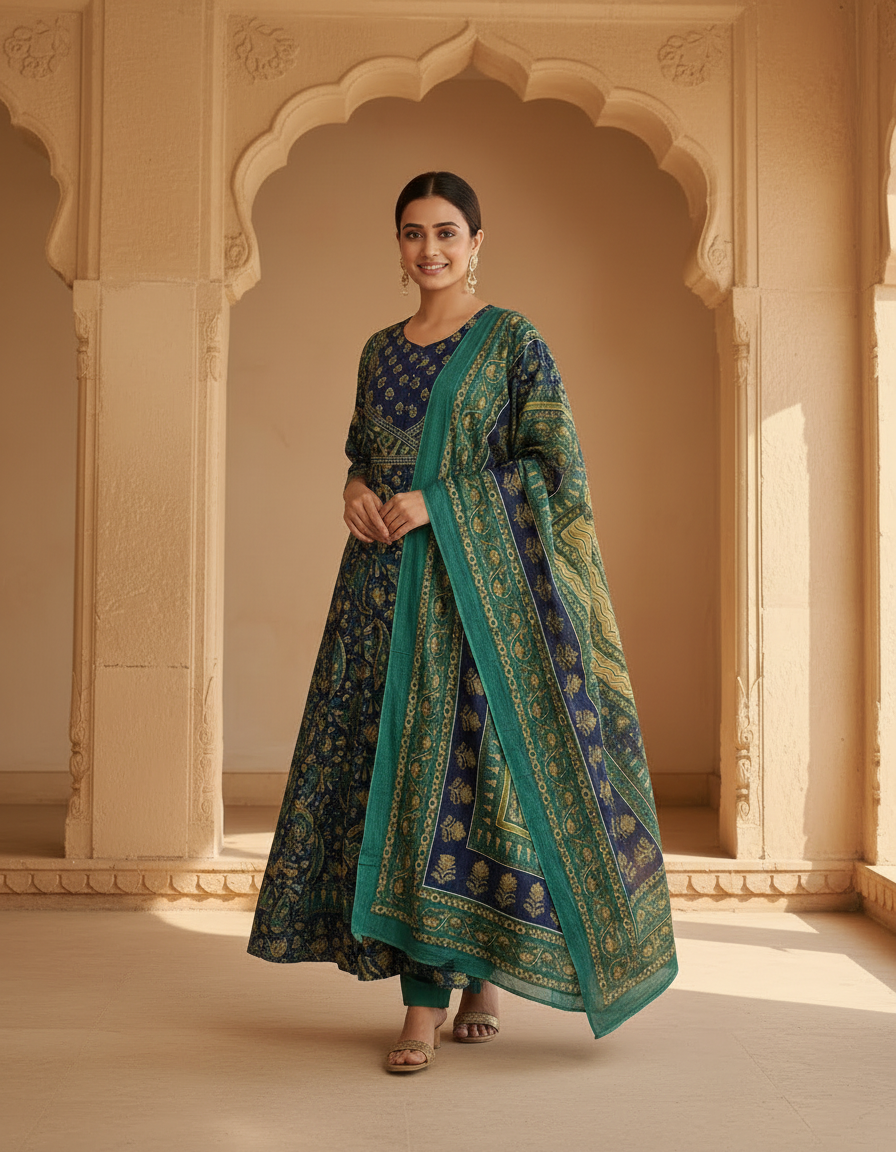 Thumbnail: KU1489.Pure Cotton A-line Frock set