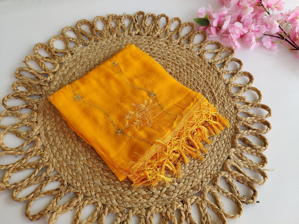 Thumbnail: DU005.Chiffon Dupatta with sequence work Lace work