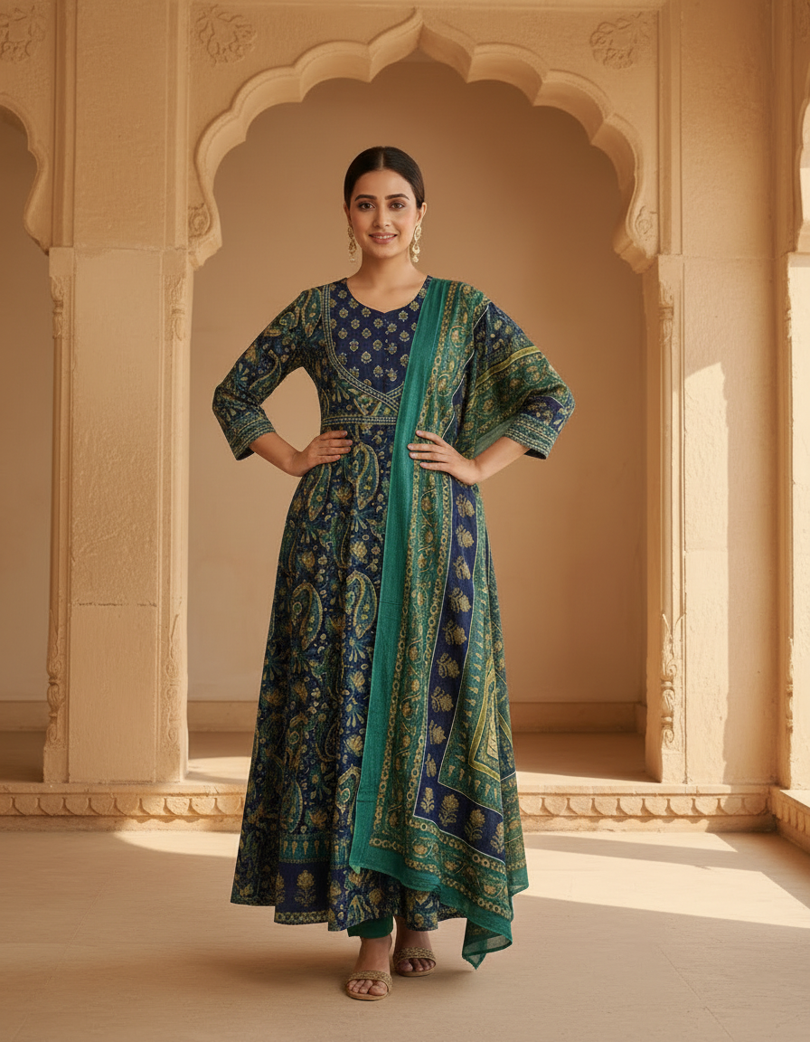 Thumbnail: KU1489.Pure Cotton A-line Frock set