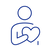 Icon of a person holding a heart, representing community support
