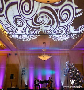 Uplighting with Gobo lighting Patterns on the ceiling in Washington DC