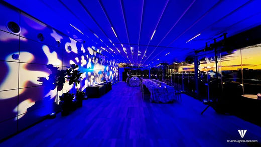 The Spy Museum Rooftop lighting with Gobo patterns and Uplighting