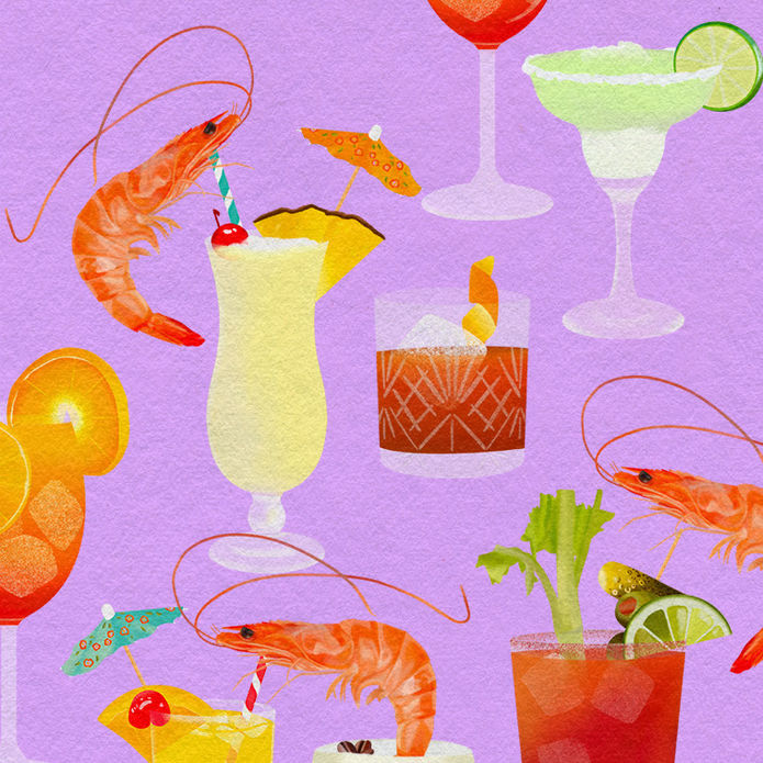 brightly coloured shrimp cocktail phone case print