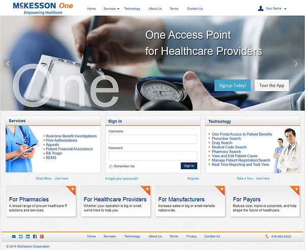 McKesson UHUB Alternative Landing Page
