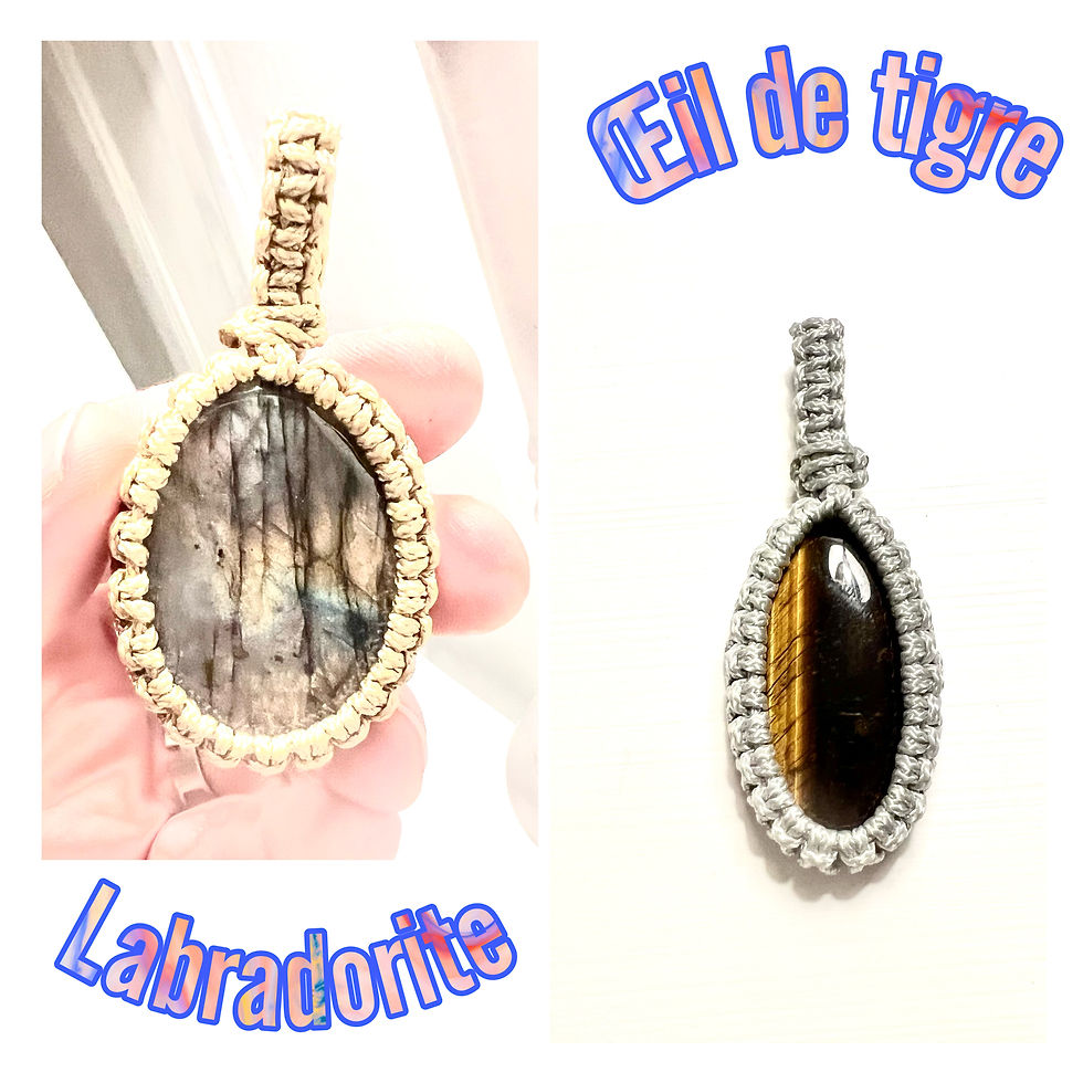 Miniature : bijoux en pierre naturelle labradorite, oeil de tigre